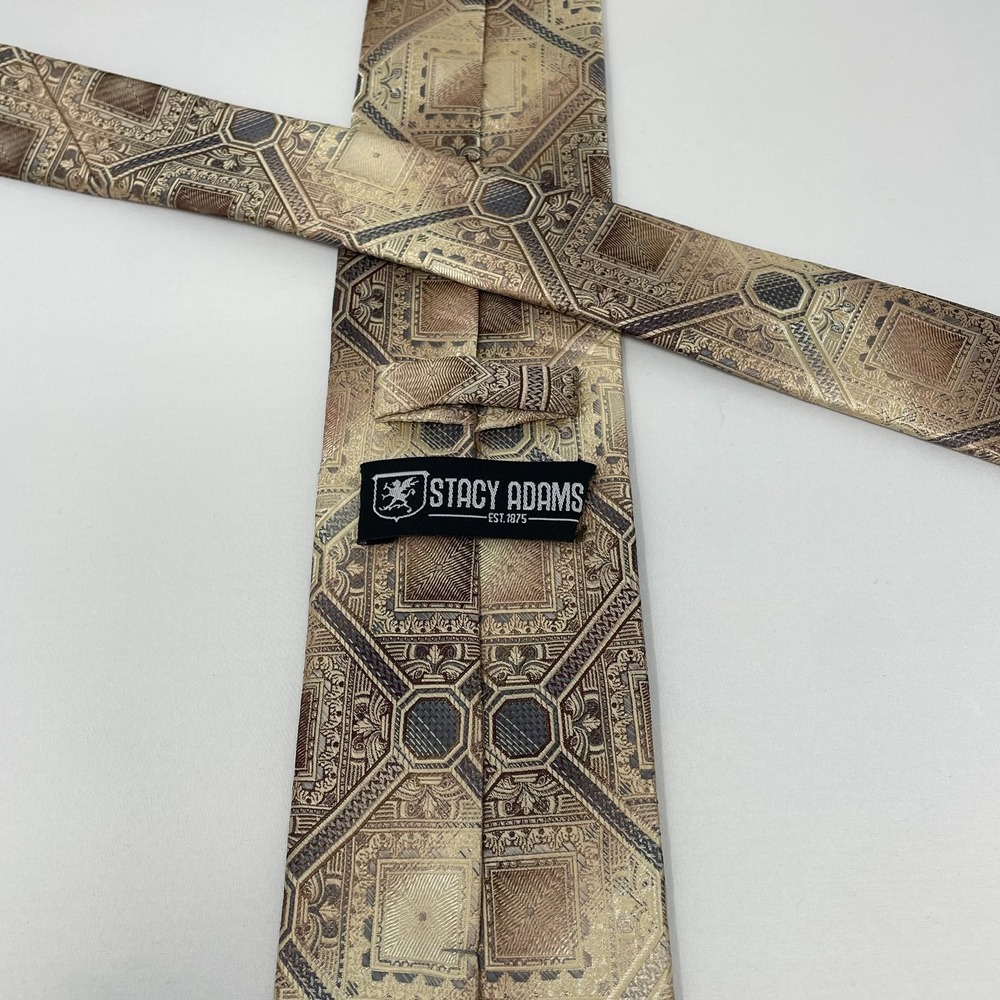 Stacy Adams Multicolor Geometric Microfiber Tie Necktie - Picture 3 of 3